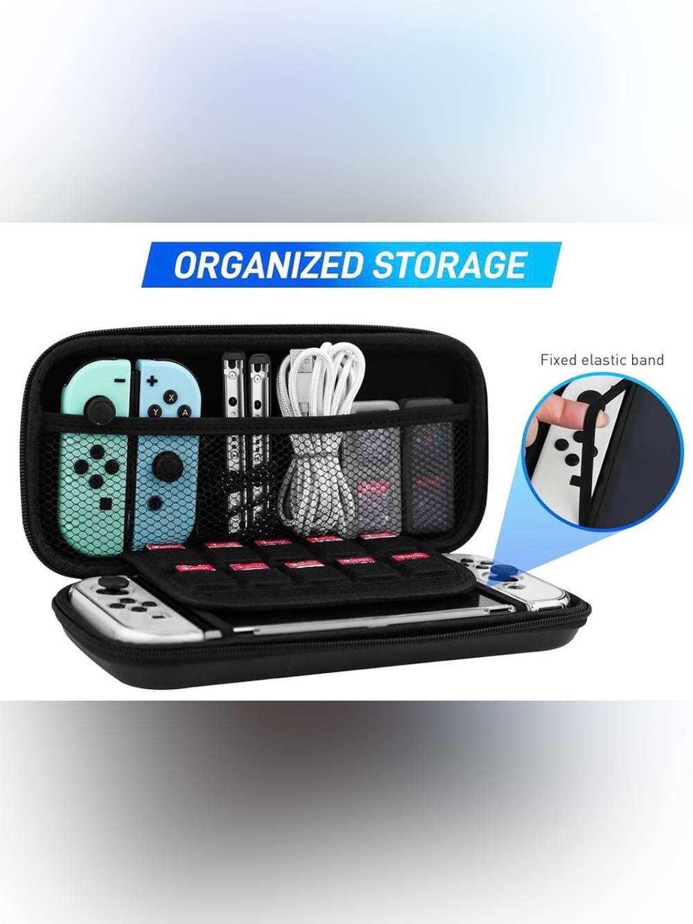 Protective Black Carry Case for Nintendo Switch 1/2 OLED - Organized Storage NEW